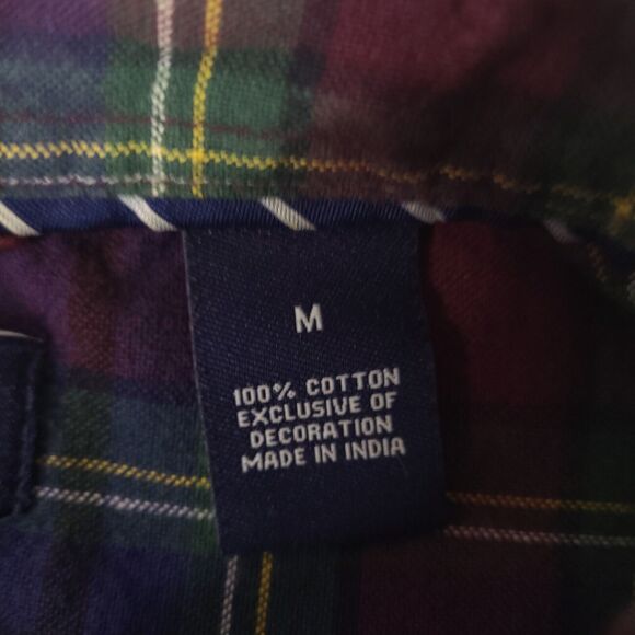 Chaps Shirt Mens Medium Plaid Multicolor Cotton Oxford Long Sleeve Button Down - Picture 7 of 15